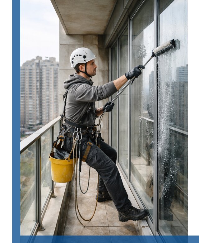 Профессиональная мойка балконного остекления в Октябрьском