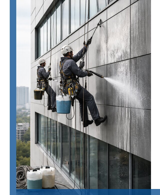 Профессиональная мойка вентилируемых фасадов в Октябрьском