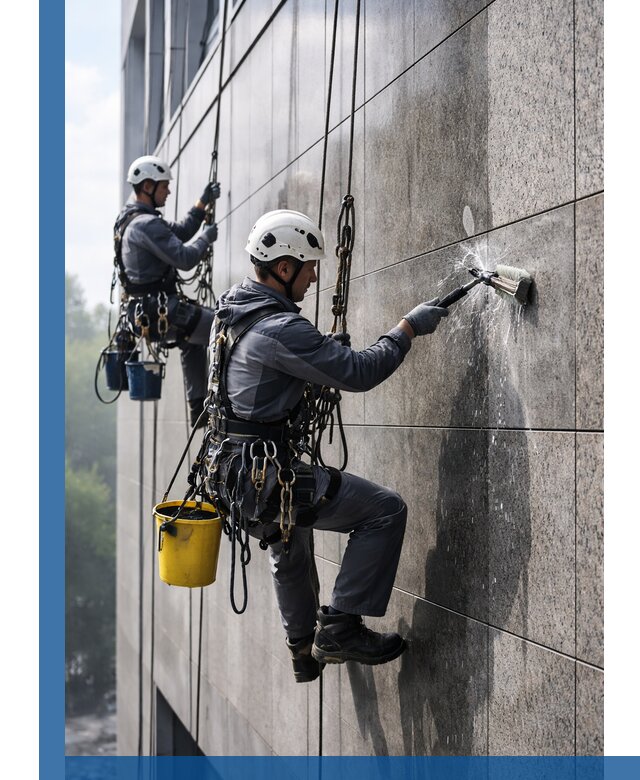 Профессиональная мойка фасада из керамогранита в Октябрьском