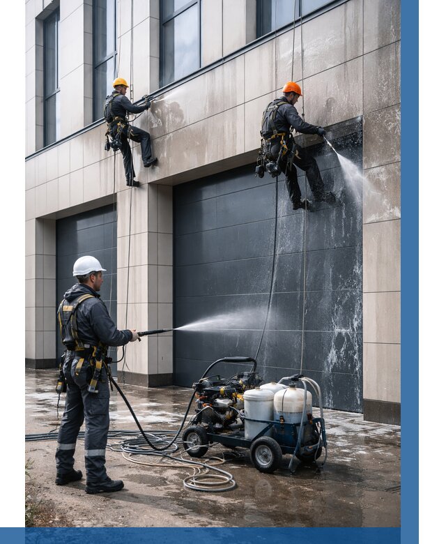 Послестроительная мойка фасада в Октябрьском от 311 р. | ВЫСОТНИК-Ктб