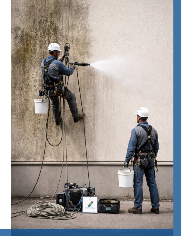 Очистка фасада от плесени в Октябрьском от 311 р. | ВЫСОТНИК-Ктб