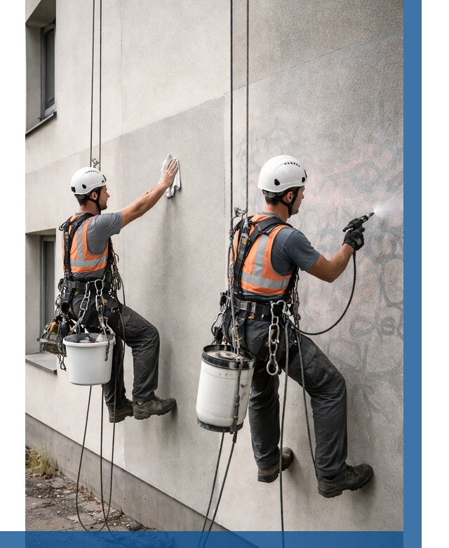 Антиграффити покрытие фасада в Октябрьском от 621 р. | ВЫСОТНИК-Ктб