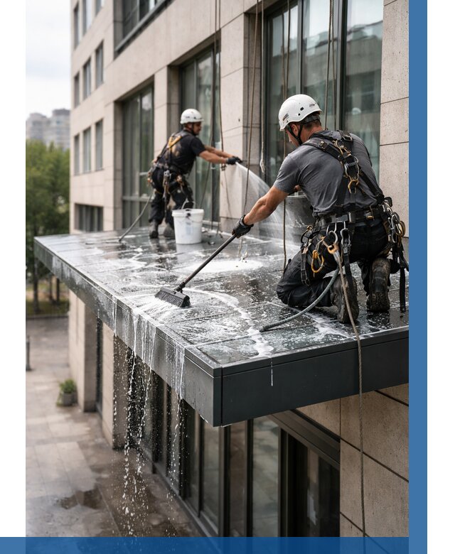 Мойка козырьков и навесов в Октябрьском от 3625 р. | ВЫСОТНИК-Ктб