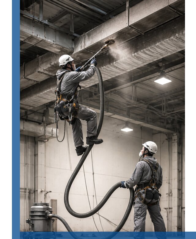 Обеспыливание потолочных конструкций в Октябрьском промышленным альпинизмом