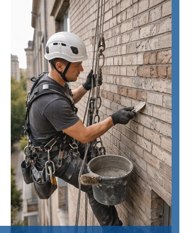 Ремонт кирпичной кладки фасада в Октябрьском от 1864 р. | ВЫСОТНИК-Ктб