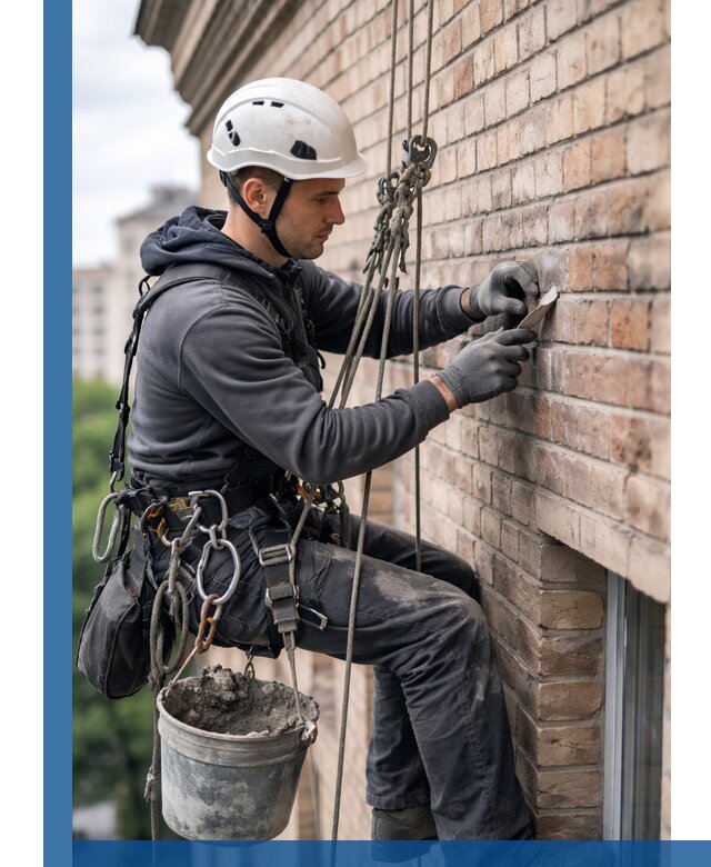 Качественный ремонт кирпичной кладки фасада в Октябрьском с гарантией