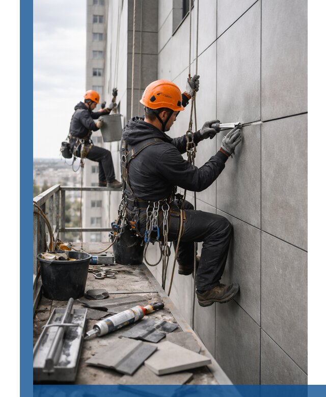 Профессиональный ремонт фасада из керамогранита в Октябрьском