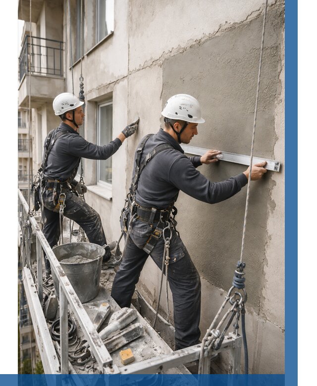 Штукатурка фасада на высоте в Октябрьском от 932 р. | ВЫСОТНИК-Ктб