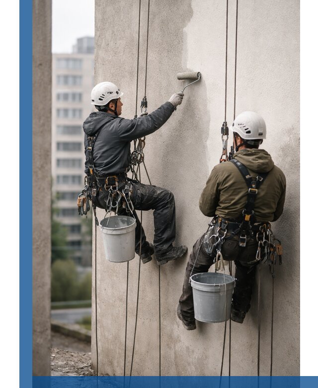 Покраска фасадов высотными альпинистами в Октябрьском с гарантией