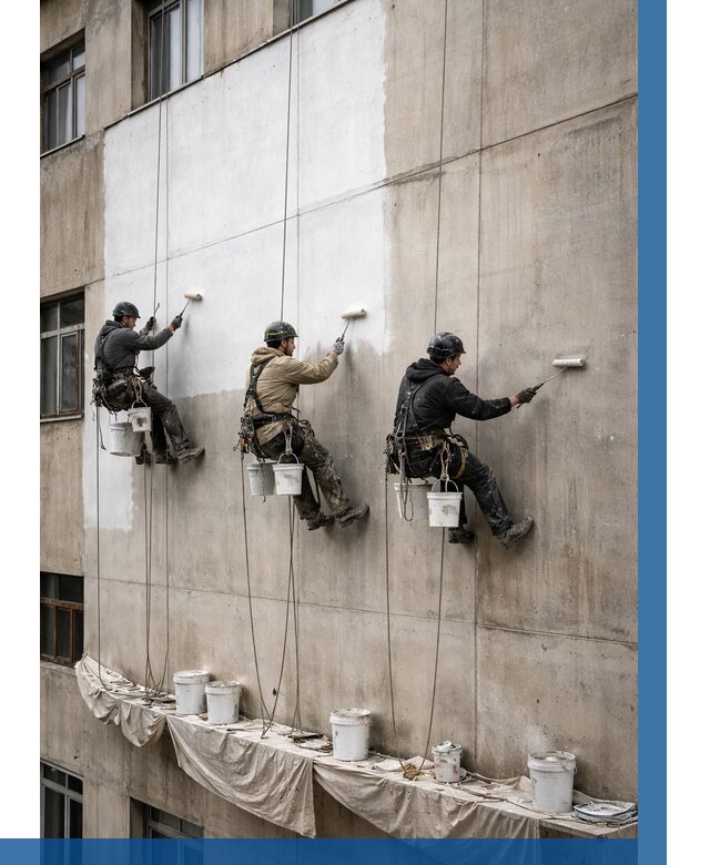 Покраска бетонного фасада в Октябрьском от 362 р за м2 | ВЫСОТНИК-Ктб