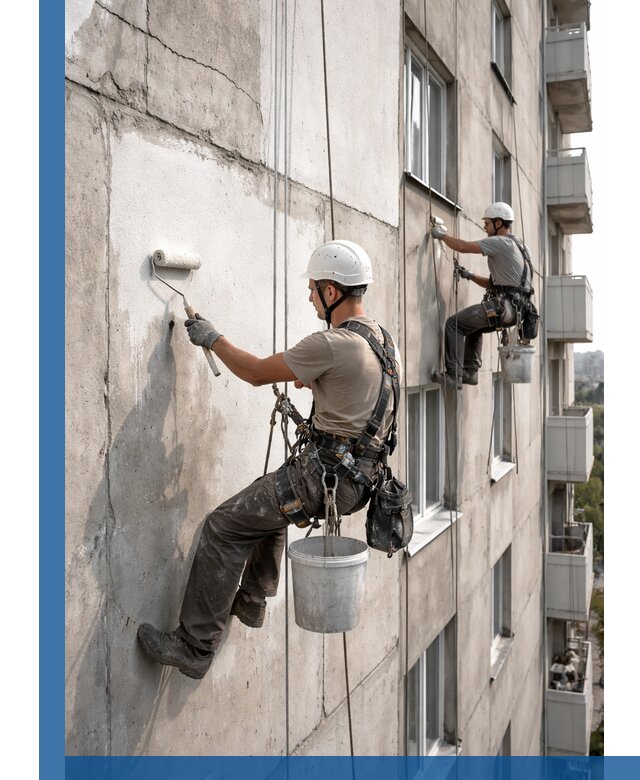 Покраска бетонного фасада в Октябрьском для жилых и промышленных объектов