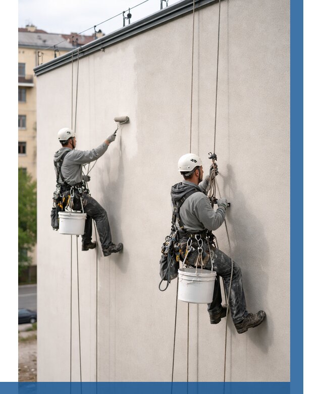 Покраска оштукатуренного фасада в Октябрьском от 331 р. | ВЫСОТНИК-Ктб