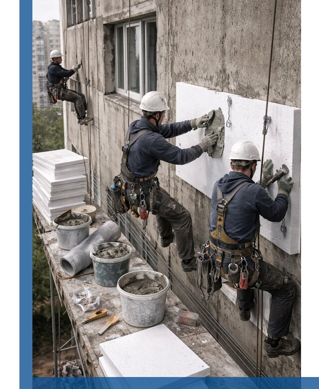 Утепление фасада пенополистиролом в Октябрьском под ключ