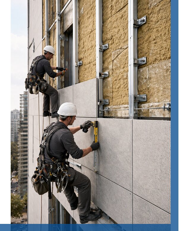 Монтаж вентилируемого фасада в Октябрьском от 3625 р. | ВЫСОТНИК-Ктб