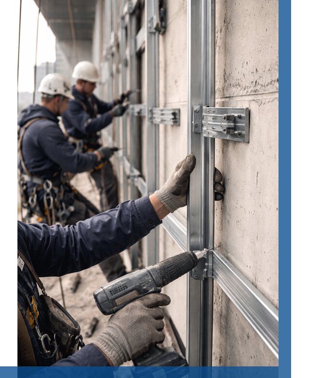 Монтаж подсистемы вентфасада в Октябрьском от 880 р. | ВЫСОТНИК-Ктб