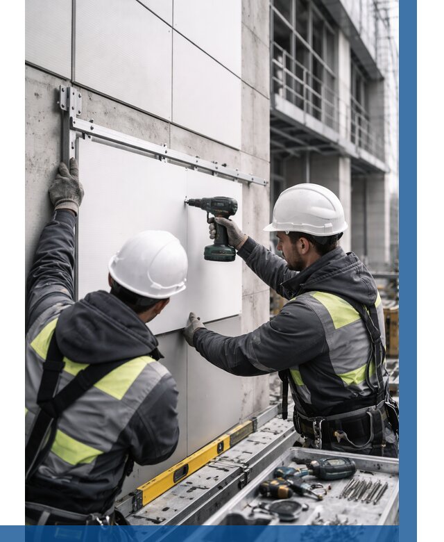 Монтаж композитных панелей фасада в Октябрьском от 2589 р. | ВЫСОТНИК-Ктб