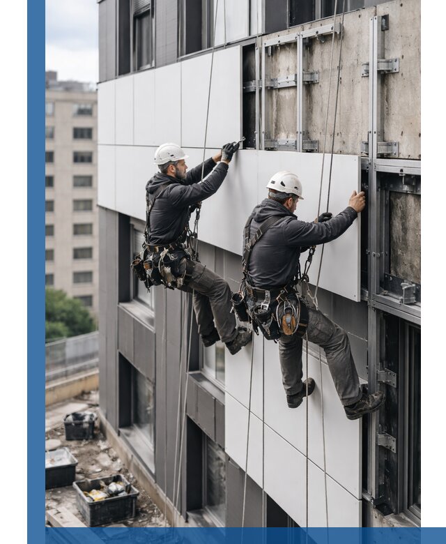 Монтаж композитных панелей фасада в Октябрьском под ключ