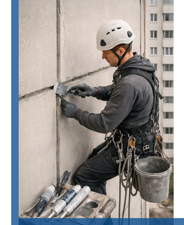 Ремонт межпанельных швов в Октябрьском герметизация и восстановление