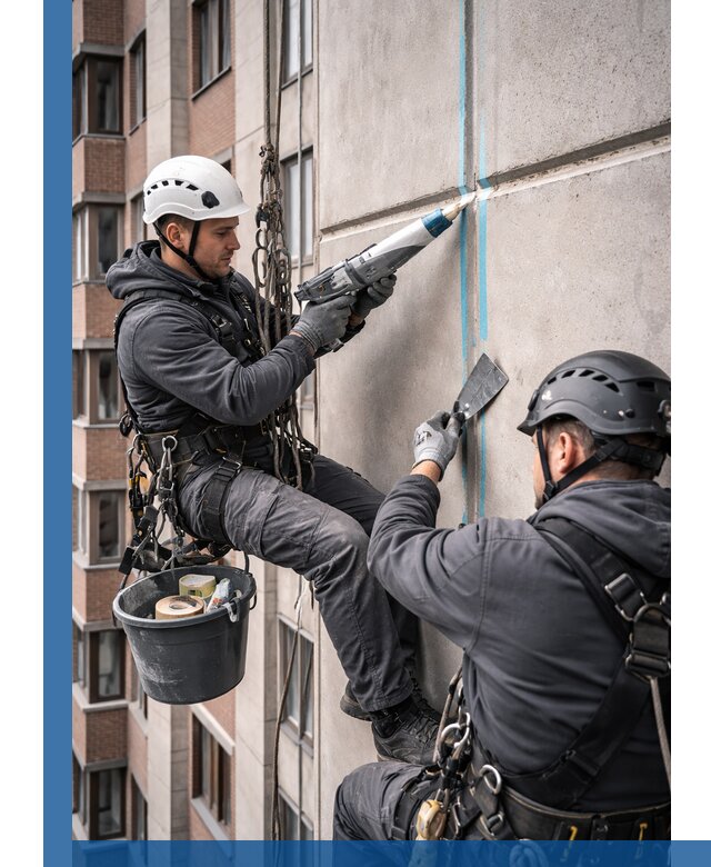 Вторичная герметизация швов фасада и кровли в Октябрьском