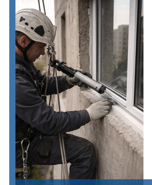 Герметизация оконных швов снаружи в Октябрьском профессионально