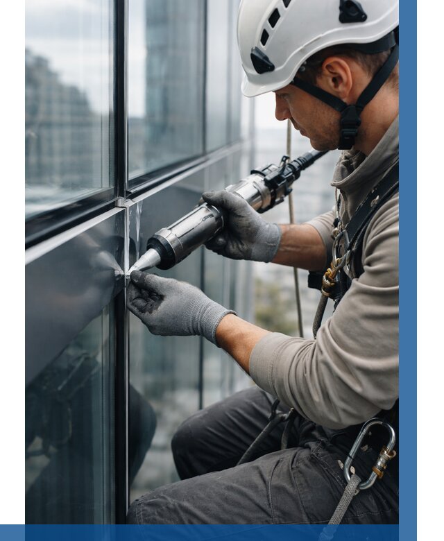 Герметизация стыков витража в Октябрьском от 1243 р. | ВЫСОТНИК-Ктб