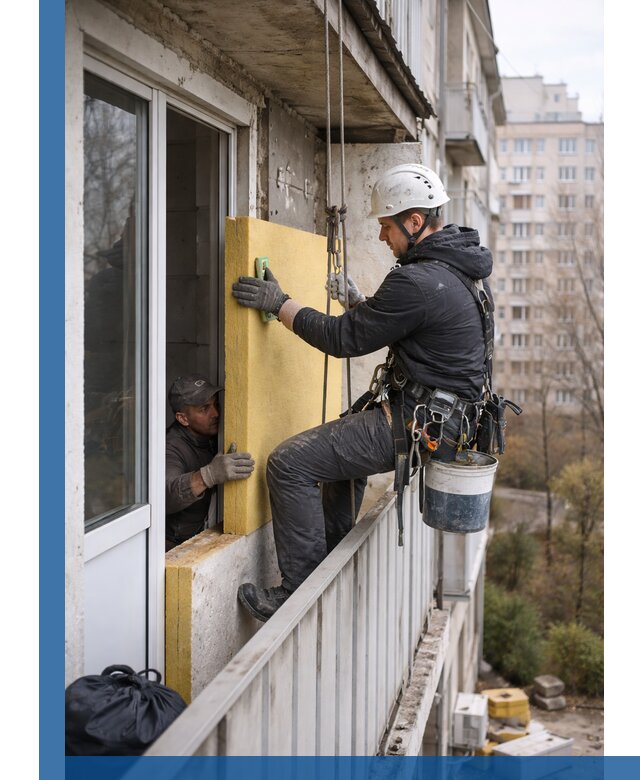 Профессиональное утепление балкона снаружи в Октябрьском под ключ