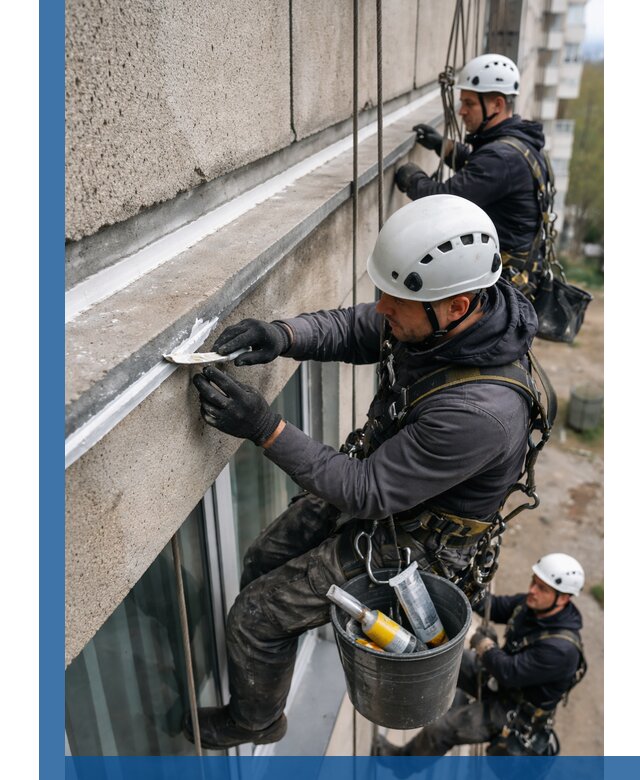 Герметизация примыкания балкона в Октябрьском под ключ с гарантией