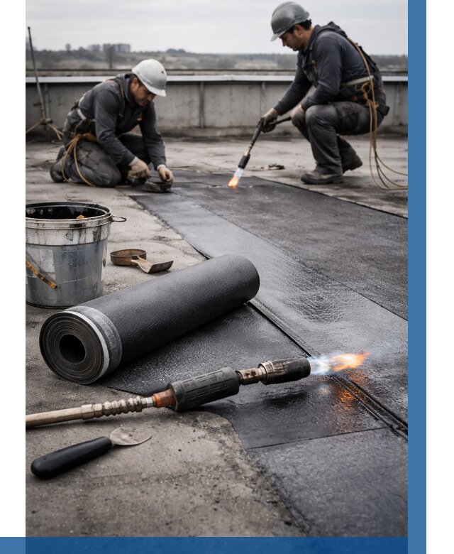 Ремонт рулонной кровли в Октябрьском от 673 р. | ВЫСОТНИК-Ктб