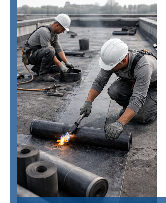 Ремонт рулонной кровли в Октябрьском герметизация и восстановление