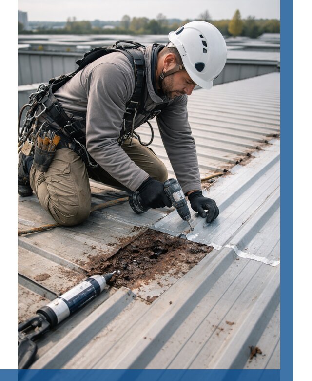 Ремонт профнастила на кровле в Октябрьском от 725 р. | ВЫСОТНИК-Ктб