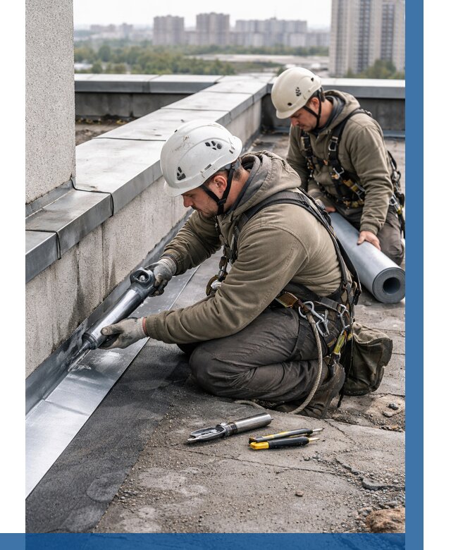 Ремонт кровельных примыканий в Октябрьском от 1243 р. | ВЫСОТНИК-Ктб