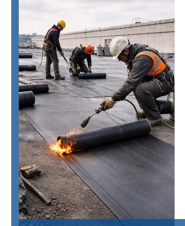 Монтаж наплавляемой кровли в Октябрьском профессионально