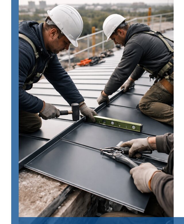 Монтаж фальцевой кровли в Октябрьском для промышленных зданий