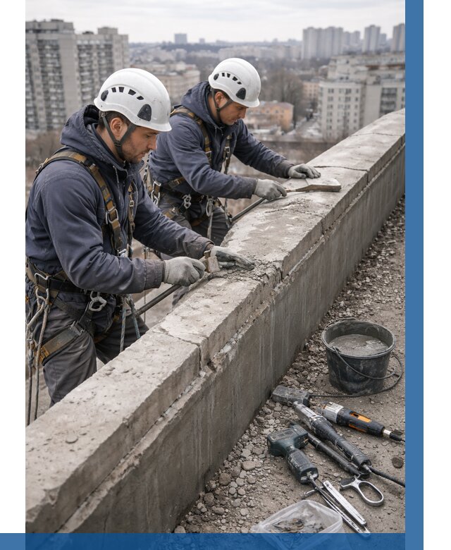 Ремонт парапета на кровле в Октябрьском от 1554 р. | ВЫСОТНИК-Ктб