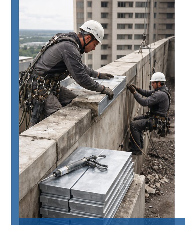 Замена парапетных крышек и установка новых в Октябрьском