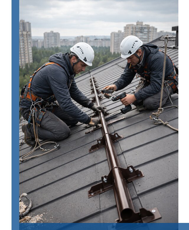 Монтаж снегозадержателей на кровле зданий в Октябрьском под ключ
