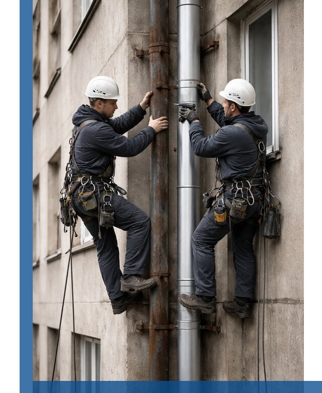 Замена водосточных труб в Октябрьском: монтаж и демонтаж под ключ