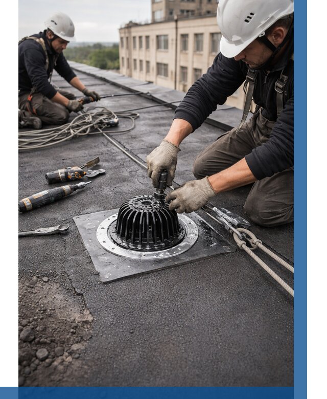 Установка водосточных воронок в Октябрьском цена от 3625 р. | ВЫСОТНИК-Ктб