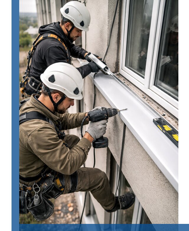 Профессиональный монтаж оконных отливов и отведения воды в Октябрьском