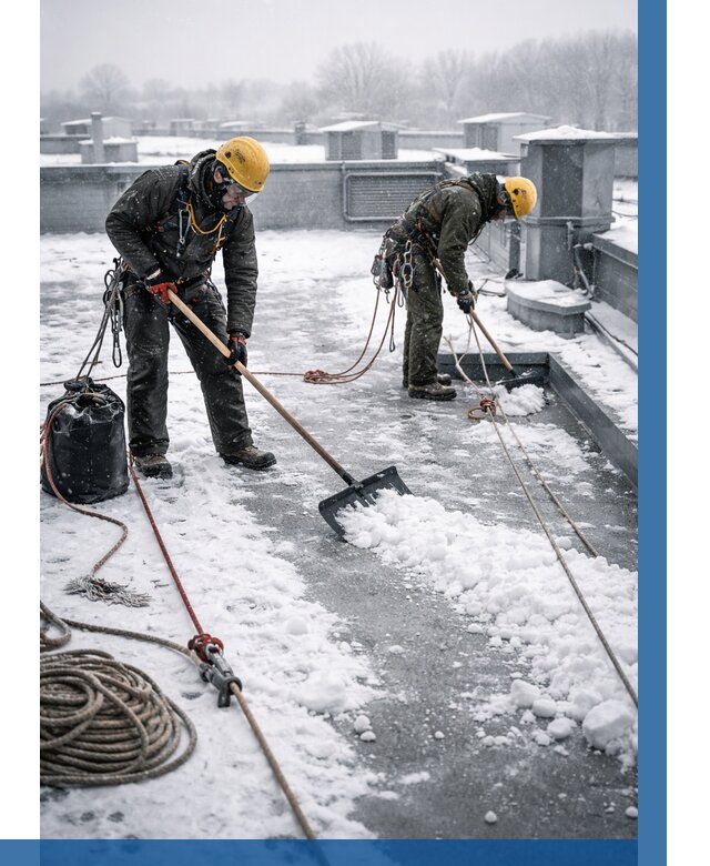 Очистка крыши от снега в Октябрьском от 7768 р. | ВЫСОТНИК-Ктб