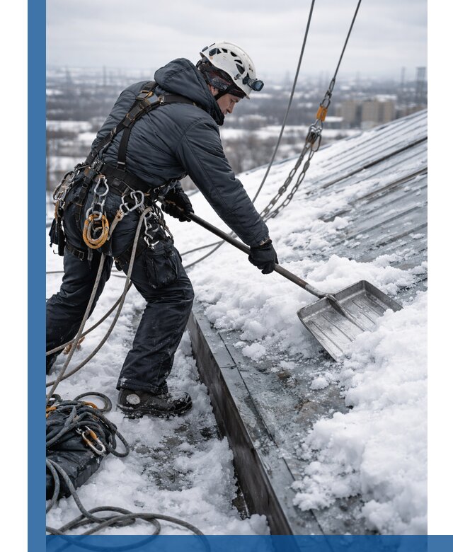Профессиональная очистка кровли от снега и наледи в Октябрьском