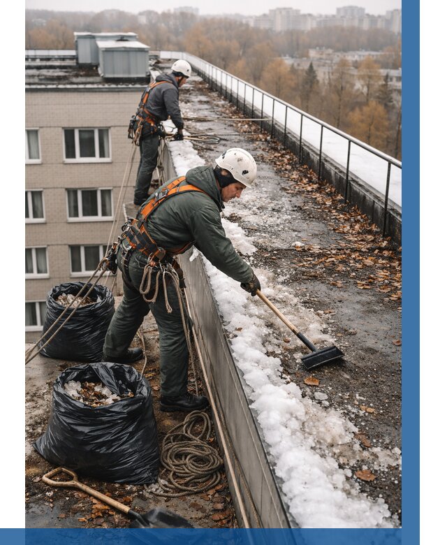 Очистка кровли по периметру в Октябрьском от 570 р. | ВЫСОТНИК-Ктб