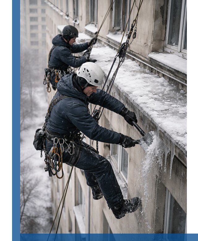 Удаление наледи и сосулек с карнизов в Октябрьском профессионально