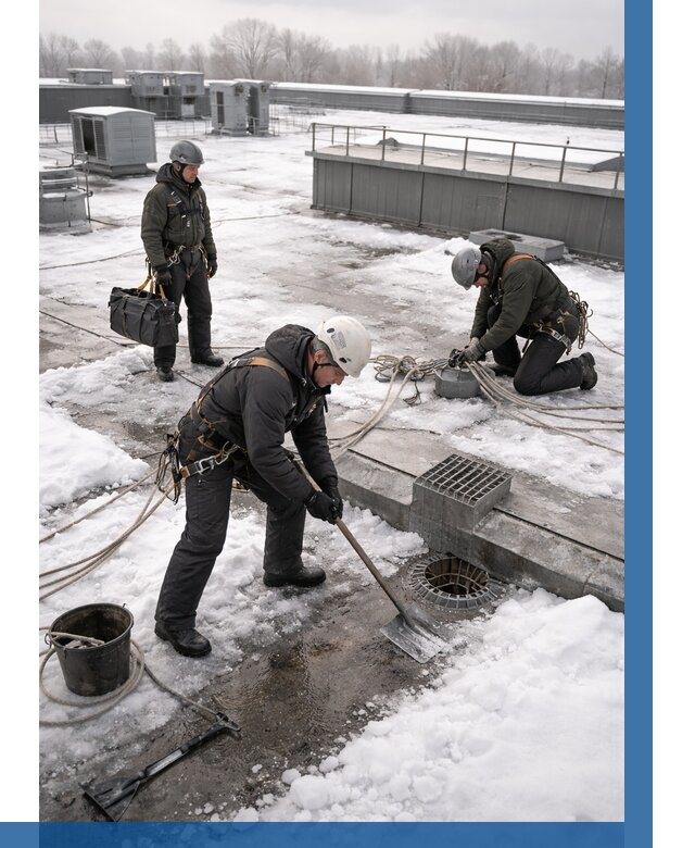 Абонентское обслуживание кровли зимой в Октябрьском от 8286 р. | ВЫСОТНИК-Ктб