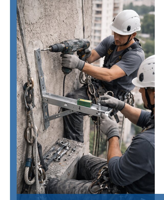 Установка кронштейнов кондиционера и крепежа в Октябрьском