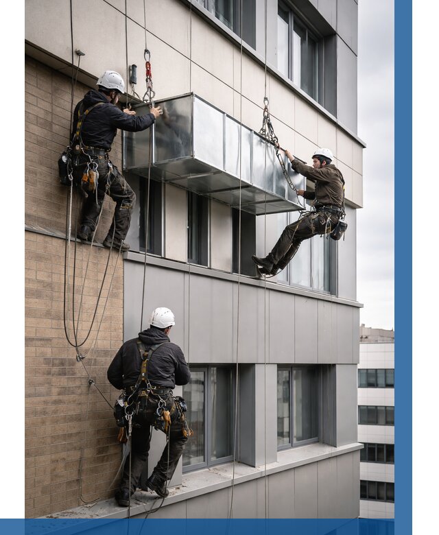 Монтаж воздуховодов на фасаде в Октябрьском от 1554 р. | ВЫСОТНИК-Ктб