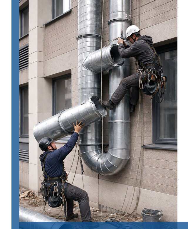 Монтаж фасадных воздуховодов в Октябрьском с герметизацией и крепежом