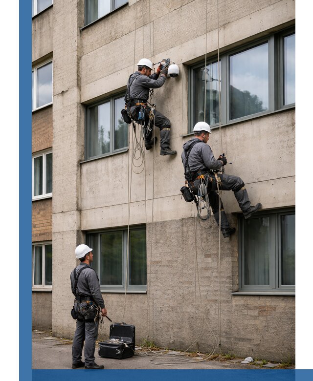 Монтаж фасадных камер видеонаблюдения в Октябрьском под ключ