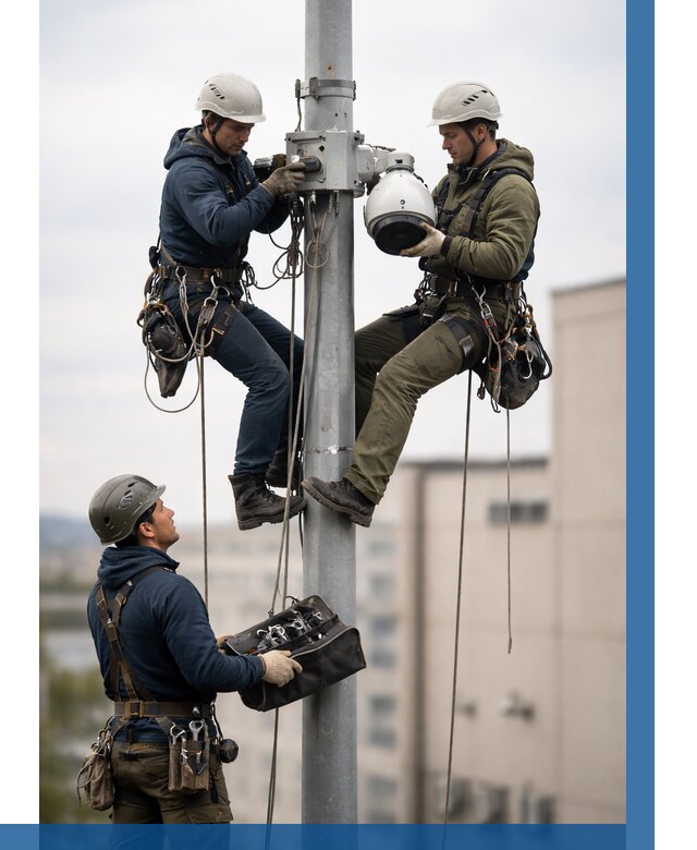 Установка видеокамер на мачте в Октябрьском от 8803 р. | ВЫСОТНИК-Ктб