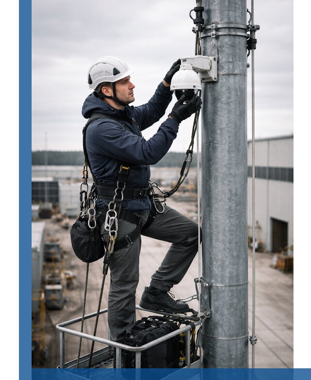 Профессиональная установка видеокамер на мачте в Октябрьском